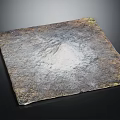 Natural Square Stone Slab With White Circular Center And Brown Green Surface On Black Background