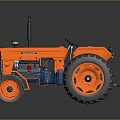 Classic Orange Tractor With Black Wheels And Retro Design Features
