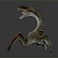 Game Movie Character Mythical Creature With Spiked Back Long Neck And Aggressive Open Mouth Stance