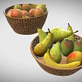 Wicker Baskets Filled With Fresh Fruits Apples Peaches Pears Mangoes And Bananas Home Kitchen Essentials
