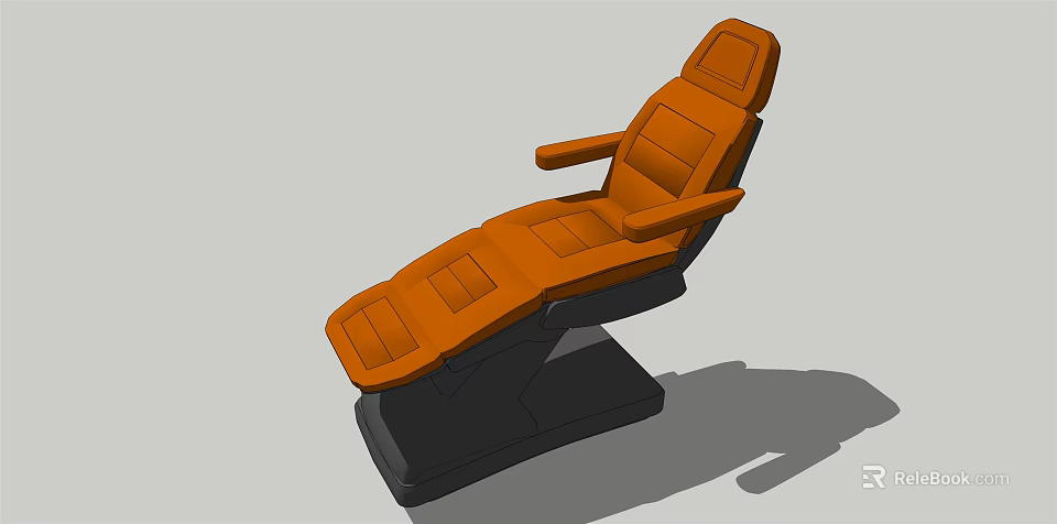 Modern Orange Leather Recliner Chair With Adjustable Backrest And Black Base 3d model 