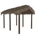 Rustic Traditional Outdoor Pavilion With Thatched Roof And Wooden Pillars