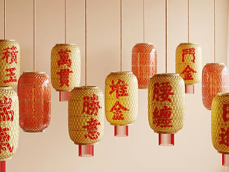 Chinese Lantern Barbecue Shop Lantern Ancestral Hall Lantern New Chinese Lantern Market Hot Pot Shop Bamboo Woven Oil Paper Bamboo Silk Catering Chaoshan Oil Paper 3d model