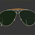 Classic Aviator Sunglasses With Gold Frame Green Lenses And Orange Temple