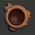 Ancient Terracotta Vessel With Tripod Legs Side Handle And Textured Surface