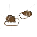 Antique Brown Leather Bags With White Straps And Hanging Ropes
