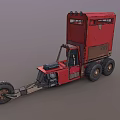 Red Double Deck Truck With Vintage Industrial Style And Large Wheels