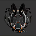 Futuristic Character Biomechanical Headpiece With Elaborate Mechanical Structure And Colorful Cybernetic Details