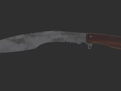 Serrated Blade Knife With Worn Metal Surface And Brown Wooden Handle 3d model