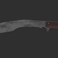 Serrated Blade Knife With Worn Metal Surface And Brown Wooden Handle