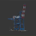 Blue Industrial Gantry Crane With Red Lifting Arm And Platform Structure 3d model