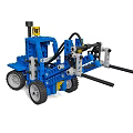 Blue Building Blocks Forklift Toy With Black Forks Yellow Details And Gray Wheels