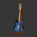 Sturdy Wooden Guitar Stand Displaying Colorful Electric And Acoustic Guitars