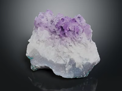 Purple and White Crystal Cluster Decorative Ornament Set Natural Geode Display Piece 3d model