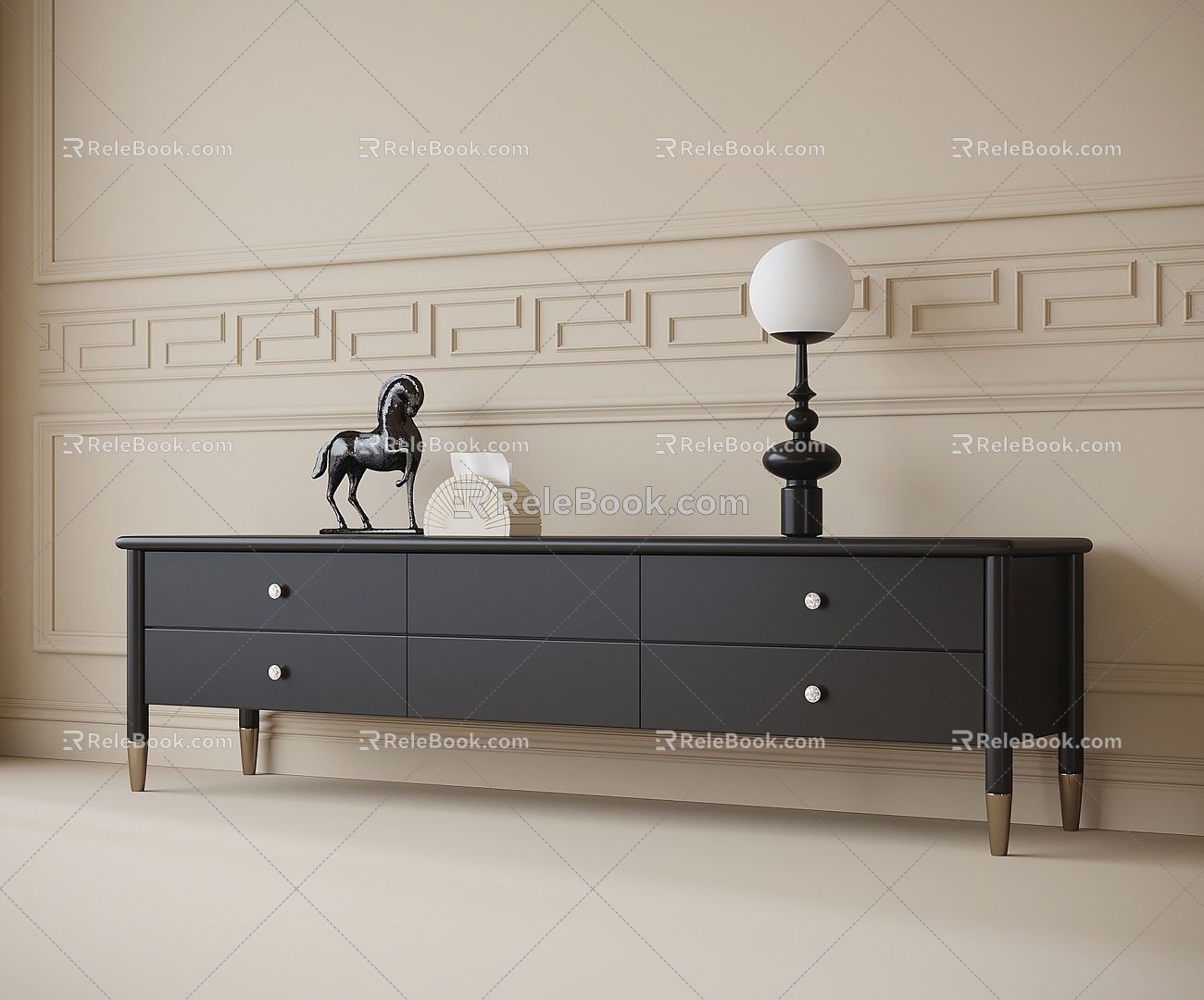 French TV cabinet 3d model