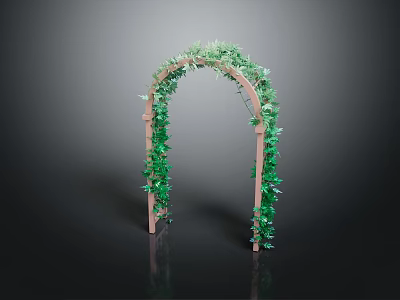 Green Vines Adorned Wooden Arch With Lush Foliage And Natural Design 3d model