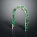 Green Vines Adorned Wooden Arch With Lush Foliage And Natural Design