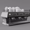 Vintage Coffee Machine With Stacked White Coffee Cups On Top