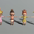 Four Cartoon Characters With Animal Themed Headdresses And Frog Headgear Costumes