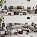 Modern sofa coffee table combination 3d model