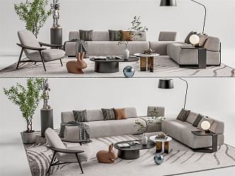 Modern sofa coffee table combination 3d model