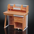 Wooden Study Desk With Shelf Unit Drawer Storage And Modern Stable Design