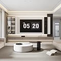 Bright Modern Minimalist Living Room Interior Design With Custom TV Wall And Cozy Sofas