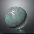 Colorful Marbled Sphere With Green And Purple Swirls On Gray Background
