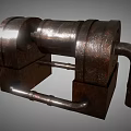 Rustic Industrial Metal Equipment Featuring Cylindrical Body Square Base And Pipe Connections