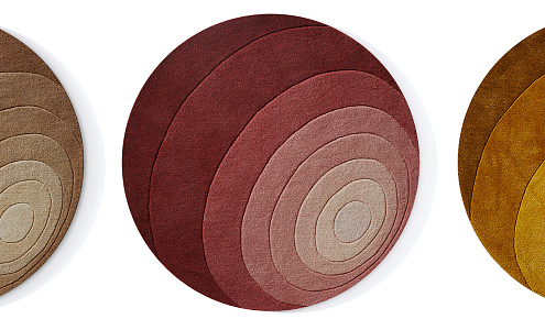 Modern Round Carpet Yellow Red brown Abstract Round Carpet Combination 3d model