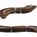 Modern Curved Walnut Outdoor Chair With Striped Structure And Unique Design