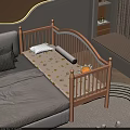 Wooden Children's Bed with Yellow Pattern Mattress White Pillow and Yellow Stuffed Toy