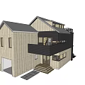 Modern Detached Villa With Wooden Exterior Balconies And Multi Story Structure