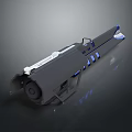Futuristic Sci Fi Weapon With Blue Light And Metallic Long Barrel Design 3d model