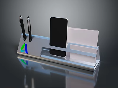Modern Desktop Organizer Furniture With Metal Frame Phone Holder And Pen Slot 3d model