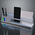 Modern Desktop Organizer Furniture With Metal Frame Phone Holder And Pen Slot