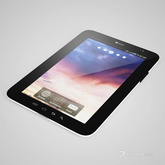 Lenovo Tablet Featuring Colorful Sunset Sky Wallpaper And App Icons On Screen 3d model 