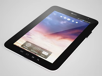 Lenovo Tablet Featuring Colorful Sunset Sky Wallpaper And App Icons On Screen 3d model