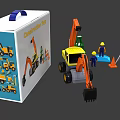 Construction Toys Set Including Excavator Ladders Workers Cones And Barriers 3d model