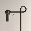 Black And Red Floor Lamps With Modern Design On White Geometric Display Pedestals