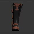 Black and Red Leather Boots With Multiple Belts Pockets and Metal Buckles Design