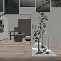 Traditional Tea House Interior With Wooden Flooring Green Plants And Zen Decor