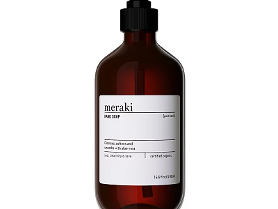 Meraki Cosmetic Liquid Soap In Brown Bottle With Coconut Oil Shea Butter Aloe Vera 3d model