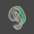 Coiled Snake Skeleton With Green Glowing Interior On Black Background
