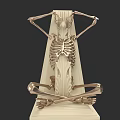 Metallic Skeleton Structure Sculpture Carving On Pedestal Base With Intricate Design
