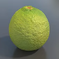 Ripe Single Fresh Green Lime With Textured Skin On Gray Background