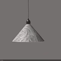Cream Colored Conical Pendant Light With Intricate Patterns And Black Top 3d model