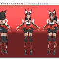 3D Anime Game Character Model with Cat Ears Red Black Outfit Ribbons Thigh High Boots 3d model