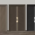Modern Double Doors With Wooden Texture And Metal Handles In Different Tones