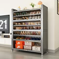Multilayer Stainless Steel Shoe Cabinet With Clear Doors For Large Capacity Home Shoe Storage